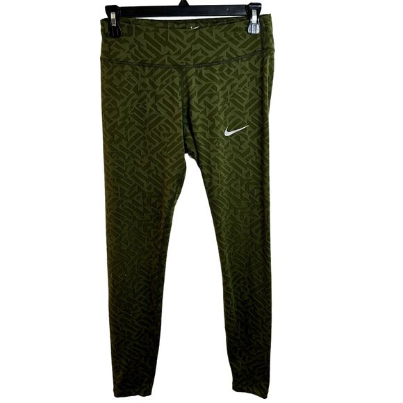 Nike Power Epic Lux Tights Leggings Womens Size Small Legion Green Textured Run - Picture 2 of 8